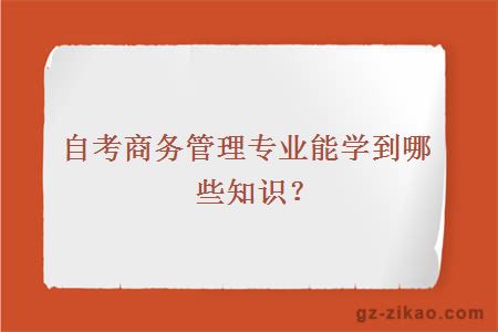 自考商务管理专业能学到哪些知识？