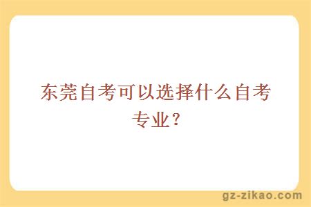 东莞自考可以选择什么自考专业？