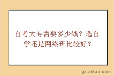 自考大专需要多少钱？选自学还是网络班比较好？