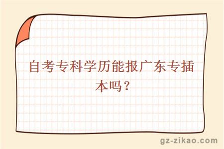 自考专科学历能报广东专插本吗？