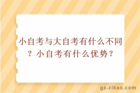 小自考与大自考有什么不同？小自考有什么优势？