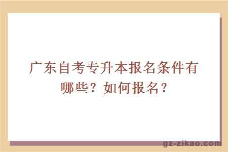 广东自考专升本报名条件有哪些？如何报名？