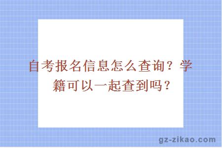 自考报名信息怎么查询？学籍可以一起查到吗？