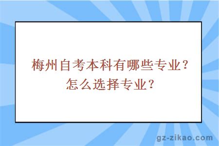 梅州自考本科有哪些专业？怎么选择专业？