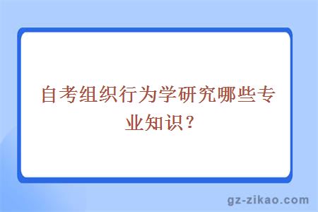 自考组织行为学研究哪些专业知识？