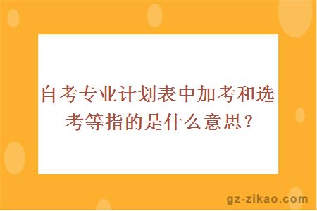 自考专业计划表中加考和选考等指的是什么意思？