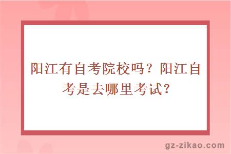 阳江有自考院校吗？阳江自考是去哪里考试？