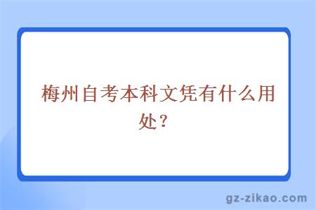 梅州自考本科文凭有什么用处？