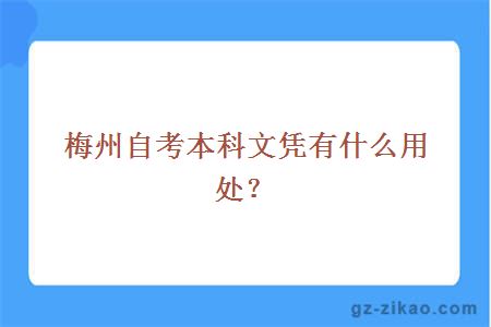 梅州自考本科文凭有什么用处？