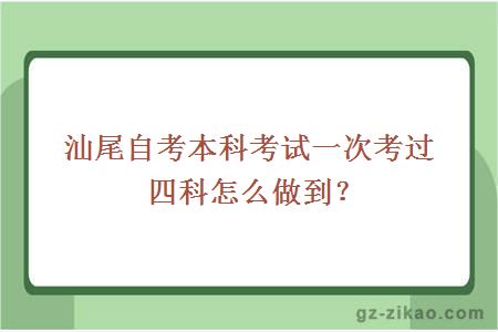 汕尾自考本科考试一次考过四科怎么做到？