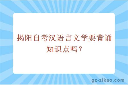 揭阳自考汉语言文学要背诵知识点吗？