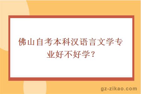 佛山自考本科汉语言文学专业好不好学？