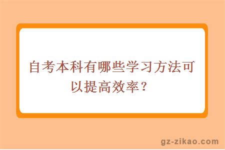 自考本科有哪些学习方法可以提高效率？