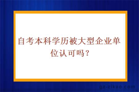 自考本科学历被大型企业单位认可吗？