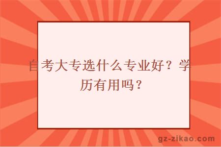 自考大专选什么专业好？学历有用吗？