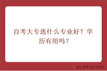 自考大专选什么专业好？学历有用吗？