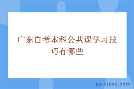 广东自考本科公共课学习技巧有哪些