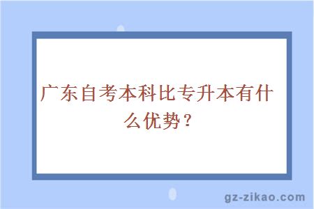 广东自考本科比专升本有什么优势？