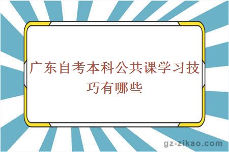 广东自考本科公共课学习技巧有哪些