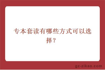 专本套读有哪些方式可以选择？