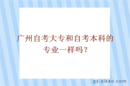 广州自考大专和自考本科的专业一样吗？