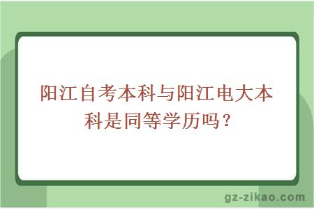 阳江自考本科与阳江电大本科是同等学历吗？