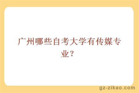 广州哪些自考大学有传媒专业？