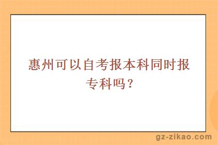 惠州可以自考报本科同时报专科吗？