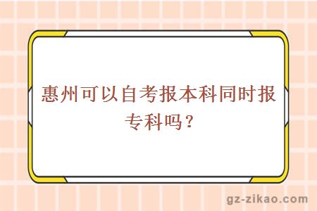 惠州可以自考报本科同时报专科吗？