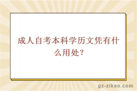 成人自考本科学历文凭有什么用处？