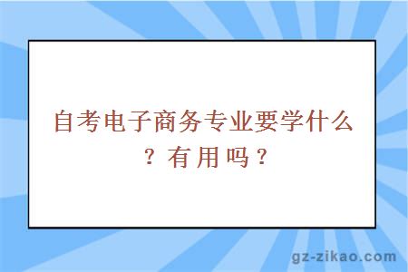 自考电子商务专业要学什么？有用吗？