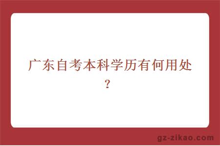 广东自考本科学历有何用处？