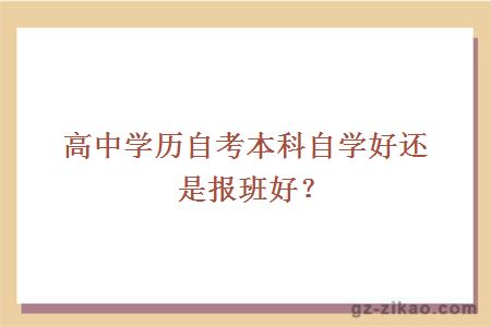 高中学历自考本科自学好还是报班好？