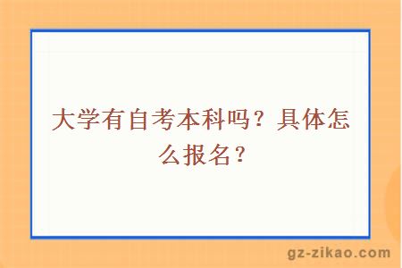 大学有自考本科吗？具体怎么报名？