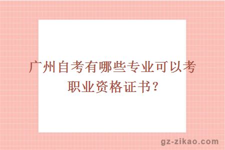 广州自考有哪些专业可以考职业资格证书？