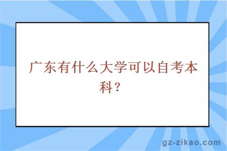 广东有什么大学可以自考本科？