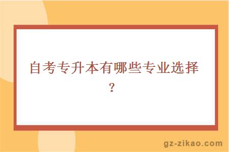 自考专升本有哪些专业选择？