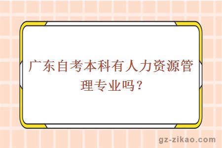 广东自考本科有人力资源管理专业吗？