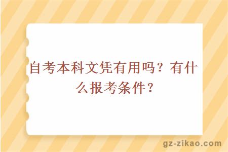 自考本科文凭有用吗？有什么报考条件？