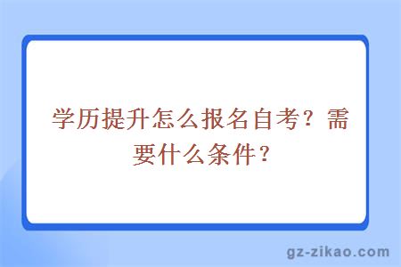 学历提升怎么报名自考？需要什么条件？