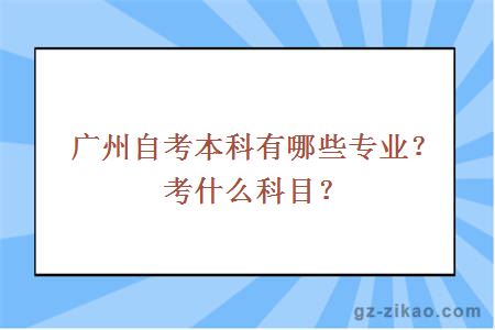 广州自考本科有哪些专业？考什么科目？