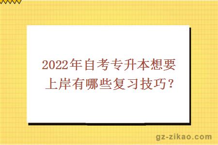 2022年自考专升本想要上岸有哪些复习技巧？