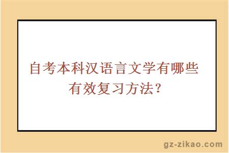 自考本科汉语言文学有哪些有效复习方法？