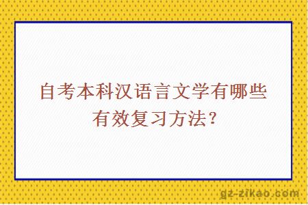 自考本科汉语言文学有哪些有效复习方法？