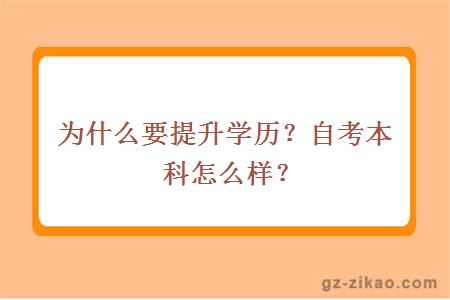 为什么要提升学历？自考本科怎么样？