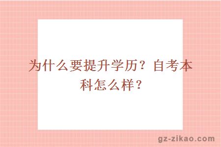 为什么要提升学历？自考本科怎么样？