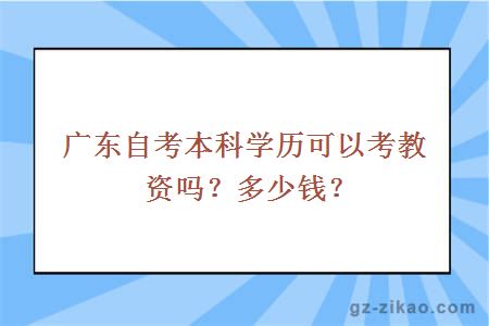 广东自考本科学历可以考教资吗？多少钱？