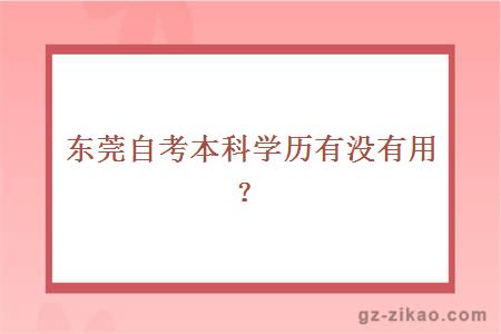 东莞自考本科学历有没有用？