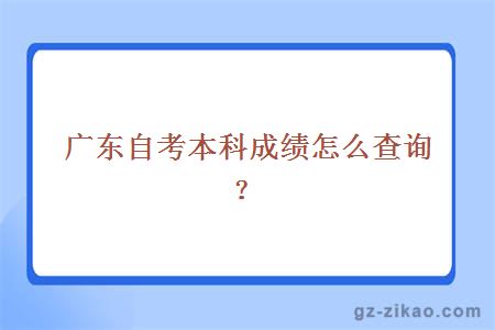 广东自考本科成绩怎么查询？