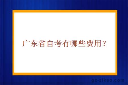 广东省自考有哪些费用？